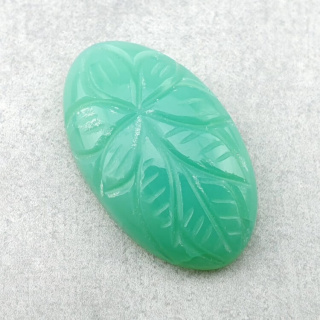 Chalcedony chryso cabochon carved 29x17 mm no 69
