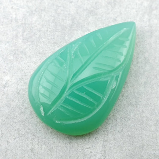 Chalcedony chryso cabochon carved 29x18 mm no 13