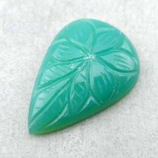 Chalcedony chryso cabochon carved 29x20 mm no. 24