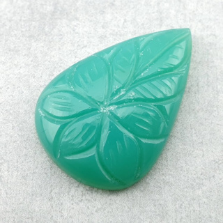 Chalcedony chryso cabochon carved 29x20 mm no 24
