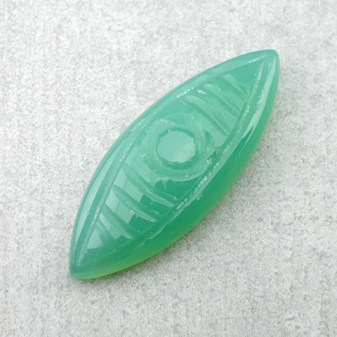 Chalcedony chryso cabochon carved 30x12 mm no 32