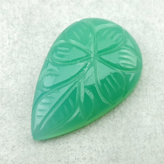 Chalcedony chryso cabochon carving 32x21 mm no 19