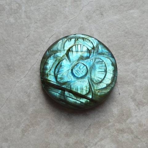 Labradorite cabochon carved fi 23 mm no. 205 Labradorite cabochon carved fi 23 mm no. 205