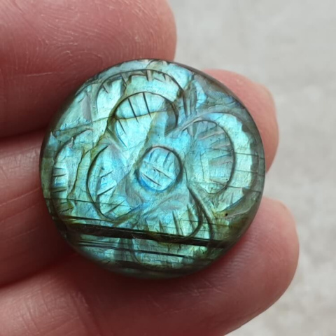 Labradorite cabochon carved fi 23 mm no. 205 Labradorite cabochon carved fi 23 mm no. 205