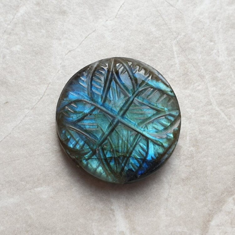 Labradorite cabochon carved fi 24 mm no 155 Labradorite cabochon carved fi 24 mm no 155