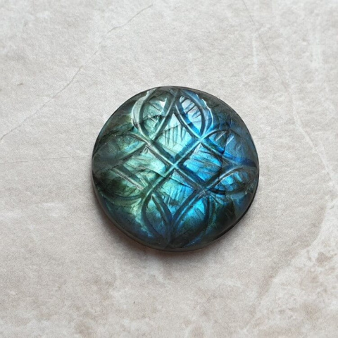 Labradorite cabochon carved fi 24 mm no 163 Labradorite cabochon carved fi 24 mm no 163