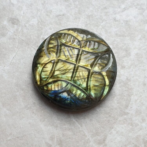 Labradorite cabochon carved fi 27 mm no 129 Labradorite cabochon carved fi 27 mm no 129