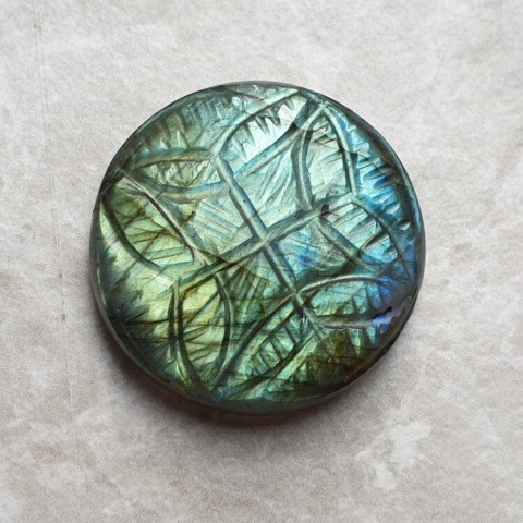 Labradorite cabochon carved fi 28 mm no 135 Labradorite cabochon carved fi 28 mm no 135