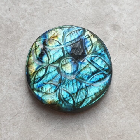 Labradorite cabochon carved fi 30 mm no. 187 Labradorite cabochon carved fi 30 mm no. 187