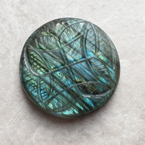 Labradorite cabochon carved fi 30 mm no. 188 Labradorite cabochon carved fi 30 mm no. 188
