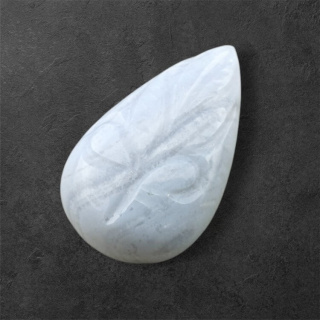 Agat blue lace kaboszon carving 26x16 mm nr 23
