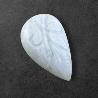 Agat blue lace kaboszon carving 26x16 mm nr 23