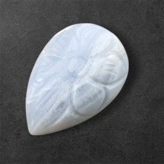Agat blue lace kaboszon carving 26x18 mm nr 45