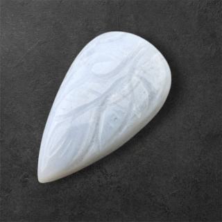 Agat blue lace kaboszon carving 27x15 mm nr 59