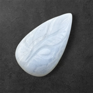 Agat blue lace kaboszon carving 27x15 mm nr 59