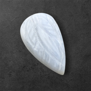 Agat blue lace kaboszon carving 27x16 mm nr 24