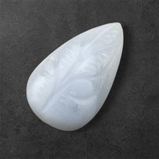 Agat blue lace kaboszon carving 28x16 mm nr 25