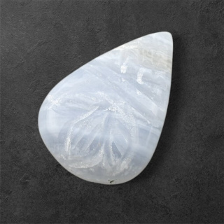 Blue lace agate carved cabochon 28x19 mm no 47