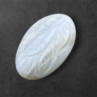 Agate blue lace cabochon carved 29x18 mm no 15
