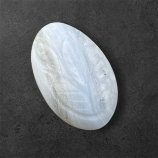 Blue lace agate cabochon carved 29x18 mm no 15