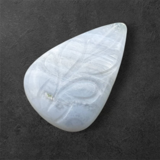 Agate blue lace cabochon carving 29x19 mm no. 38