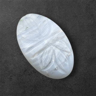 Blue lace agate cabochon carved 30x18 mm no 19