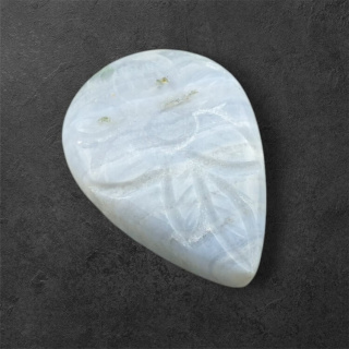 Blue lace agate carved cabochon 30x22 mm no 37