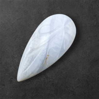Agate blue lace cabochon carved 31x14 mm no 12