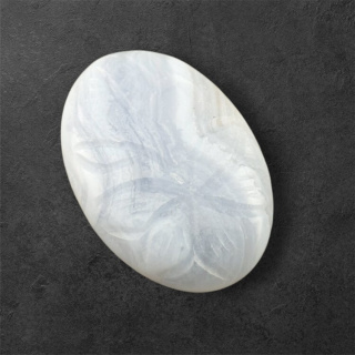 Blue lace agate cabochon carved 32x22 mm no 18