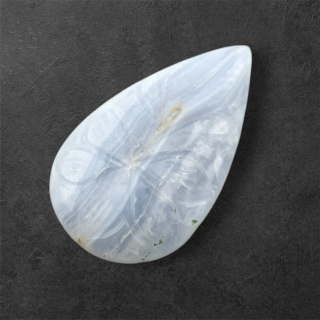 Agate blue lace cabochon carved 34x20 mm no 14