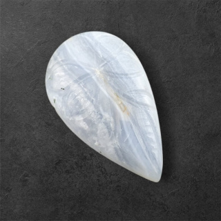 Blue lace agate cabochon carved 34x20 mm no 14