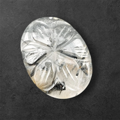 Quartz with tourmaline cabochon carving 23x17 mm no 44 Quartz with tourmaline cabochon carving 23x17 mm no 44