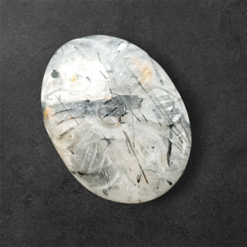 Quartz with tourmaline cabochon carving 24x18 mm no 32 Quartz with tourmaline cabochon carving 24x18 mm no 32