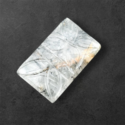 Quartz with tourmaline cabochon carving 25x16 mm no. 52 Quartz with tourmaline cabochon carving 25x16 mm no. 52