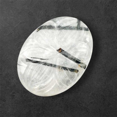Quartz with tourmaline cabochon carving 25x19 mm no 34 Quartz with tourmaline cabochon carving 25x19 mm no 34