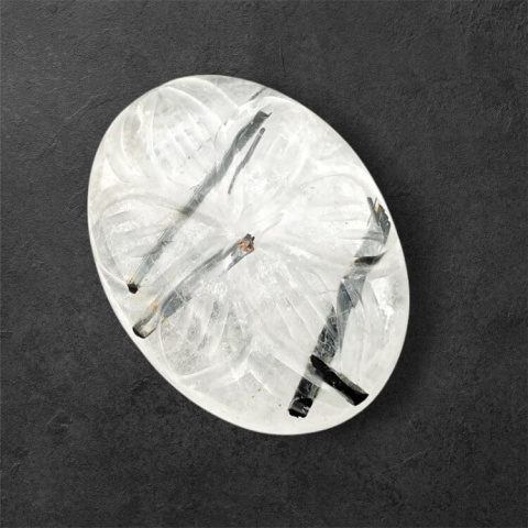 Quartz with tourmaline cabochon carving 25x19 mm no 34 Quartz with tourmaline cabochon carving 25x19 mm no 34