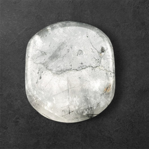 Quartz with tourmaline carved cabochon 25x21 mm no 14 Quartz with tourmaline carved cabochon 25x21 mm no 14
