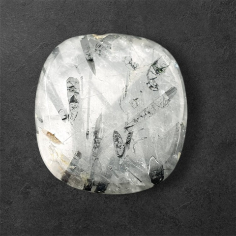 Quartz with tourmaline carved cabochon 25x23 mm no 31 Quartz with tourmaline carved cabochon 25x23 mm no 31