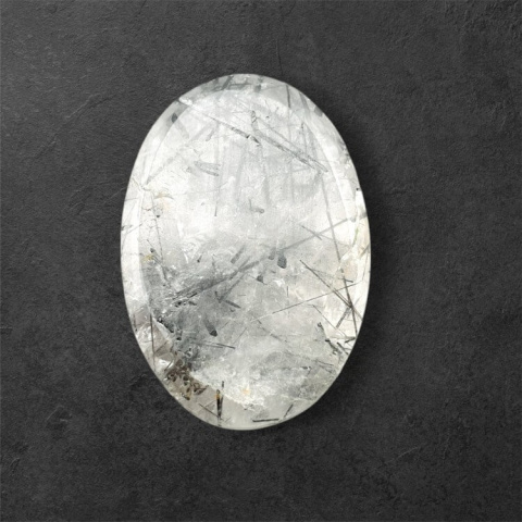 Quartz with tourmaline cabochon carving 26x18 mm no. 26 Quartz with tourmaline cabochon carving 26x18 mm no. 26