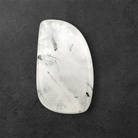 Quartz with tourmaline carved cabochon 27x16 mm no 30 Quartz with tourmaline carved cabochon 27x16 mm no 30
