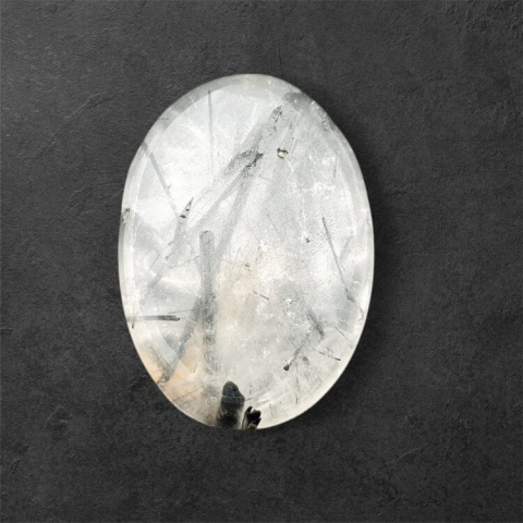 Quartz with tourmaline cabochon carving 27x19 mm no. 5 Quartz with tourmaline cabochon carving 27x19 mm no. 5