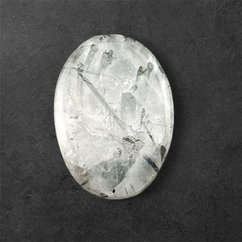 Quartz with tourmaline carved cabochon 27x19 mm no 61 Quartz with tourmaline carved cabochon 27x19 mm no 61