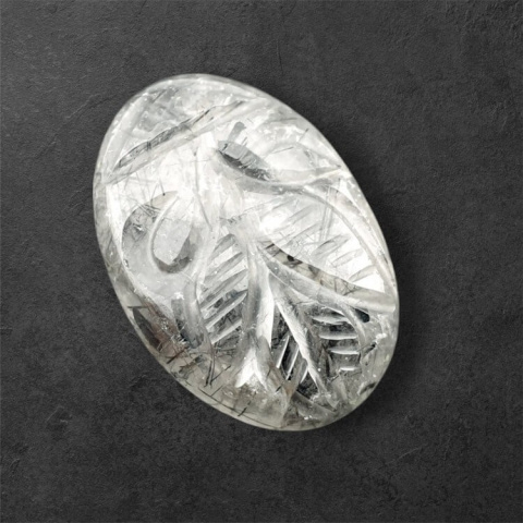 Quartz with tourmaline cabochon carving 27x19 mm no. 64 Quartz with tourmaline cabochon carving 27x19 mm no. 64