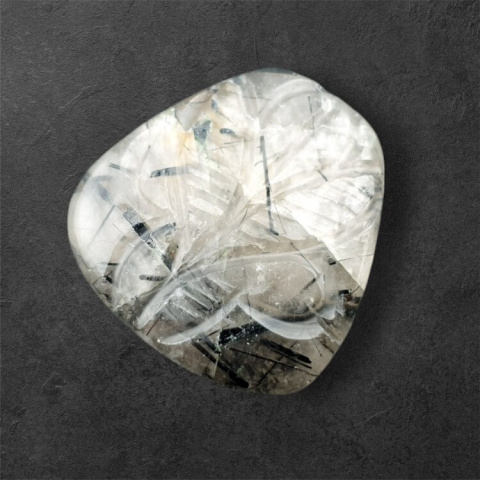 Quartz with tourmaline cabochon carving 27x26 mm no. 25 Quartz with tourmaline cabochon carving 27x26 mm no. 25