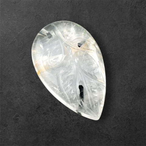 Quartz with tourmaline carved cabochon 28x17 mm no 41 Quartz with tourmaline carved cabochon 28x17 mm no 41