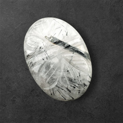 Quartz with tourmaline cabochon carving 28x20 mm no. 18 Quartz with tourmaline cabochon carving 28x20 mm no. 18
