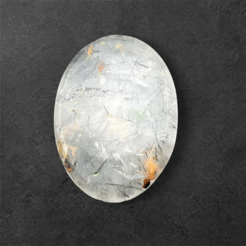 Quartz with tourmaline carved cabochon 28x20 mm no 57 Quartz with tourmaline carved cabochon 28x20 mm no 57