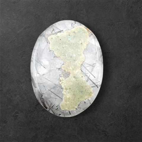 Quartz with tourmaline cabochon carving 28x21 mm no 62 Quartz with tourmaline cabochon carving 28x21 mm no 62