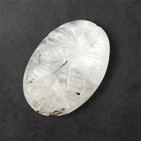 Quartz with tourmaline cabochon carving 29x19 mm no 23 Quartz with tourmaline cabochon carving 29x19 mm no 23