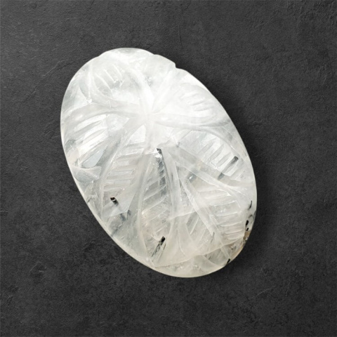Quartz with tourmaline cabochon carving 29x19 mm no 23 Quartz with tourmaline cabochon carving 29x19 mm no 23
